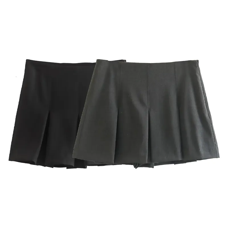 Jupes NORPOJIN noir gris plissé Mini jupe jupes pour femmes élégante taille haute jupe femme vêtements 230518
