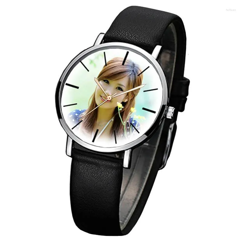 Montres-bracelets A3304 bricolage montre cadeau Quartz montres-bracelets pour amoureux hommes femmes enfants Po impression photo installée montre-bracelet