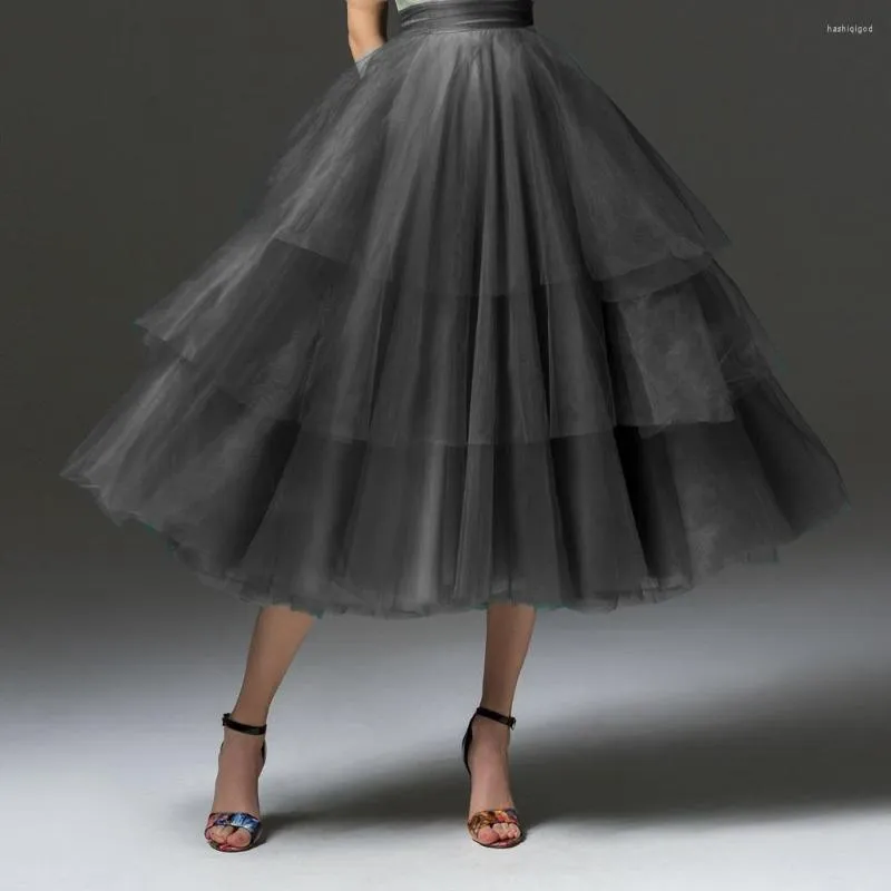 Skirts Fashion A-line For Women With Tiered Puffy Custom Made Female Formal Long Skirt Midi Faldas Largas Mujer