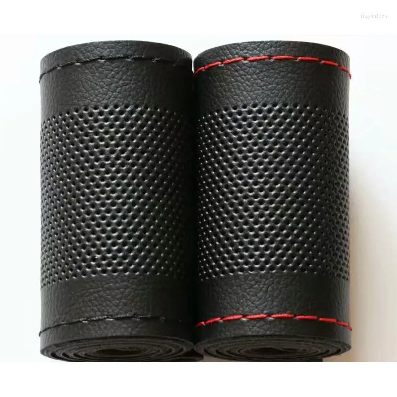 Steering Wheel Covers DIY Micro Fiber Leather Braid Car Cover With Needle Thread Styling