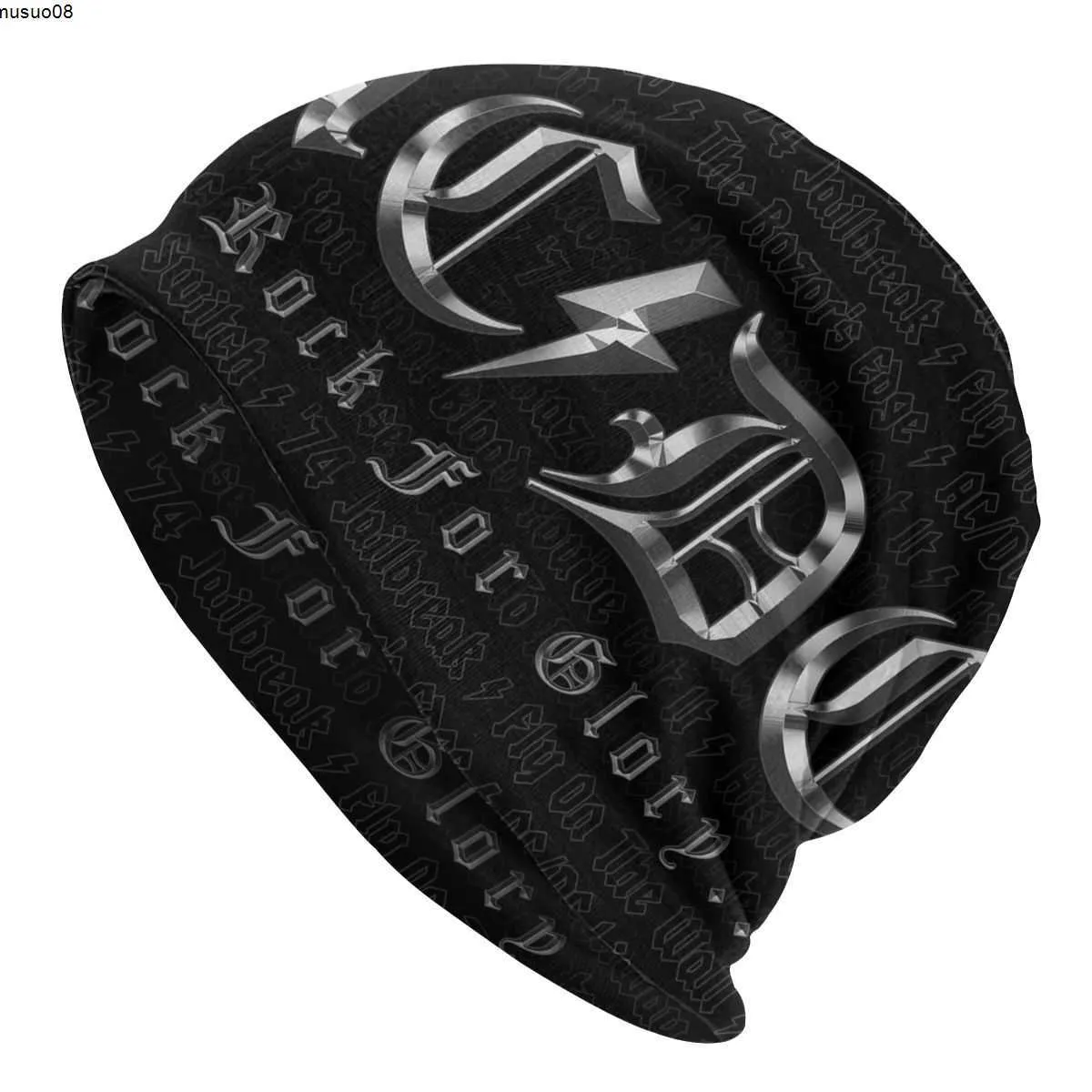 Beanie/Skull Caps AC DC Heavy Metal Music Beanie Bonnet Knitting Hats Women Men Australian Rock Band Winter Warm Skullies Beanies Caps for Ski J230518