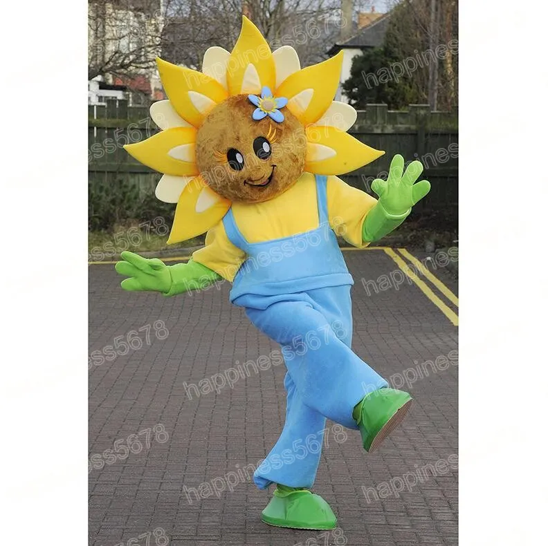 Costume della mascotte del fiore del sole di Halloween Carnevale unisex per adulti Vestito per adulti Taglia per adulti Festa di compleanno per feste