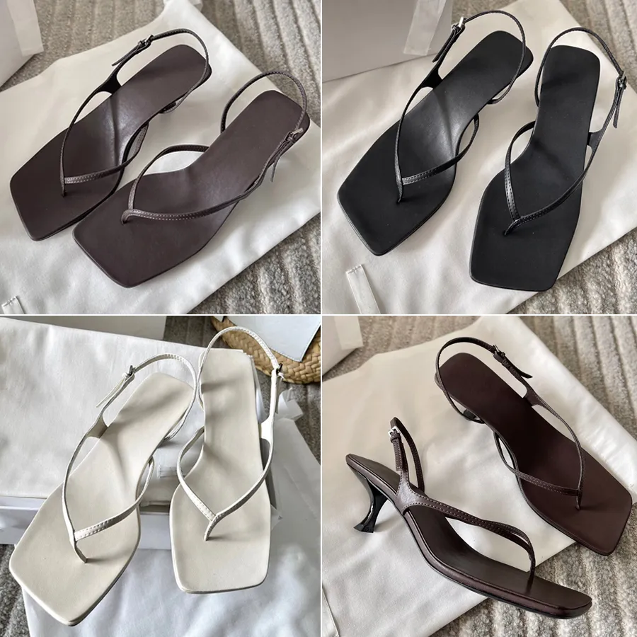 Las sandalias de la fila Tacón de cuero gato Tones cuadrados tacones de gatito pequeños zapatillas de vestir de chanclas Sandalias de diseño Sandalias de fábrica para mujer Calzado para mujer