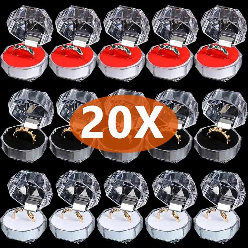 Bijoux Stand 20 PCS Acrylique Cristal Anneau Boucle D'oreille De Stockage Boîtes D'affichage Organisateur Cas Clair De Mariage Paquet Boîte pour L'emballage 230517