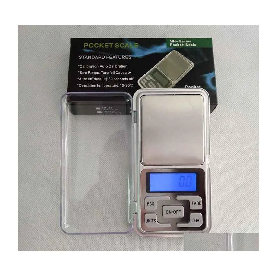 Weighing Scales Mini Electronic Digital Scale Diamond Jewelry Weigh Nce Pocket Gram Lcd Display With Retail Box 500G/0.1G 200G/0.01G Dhhcd