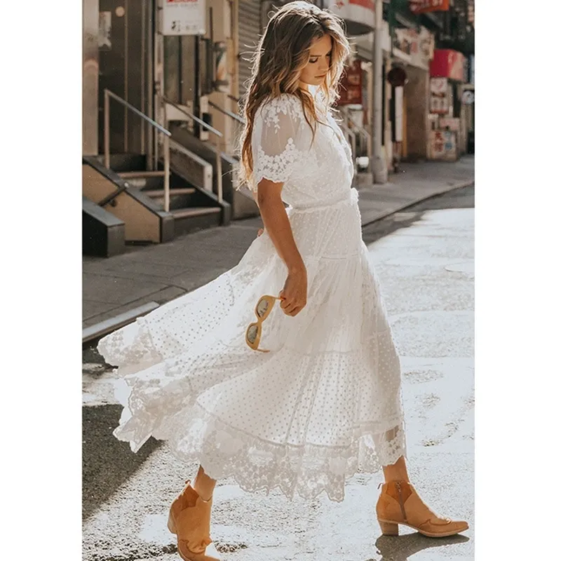 Simple casual white dress shop