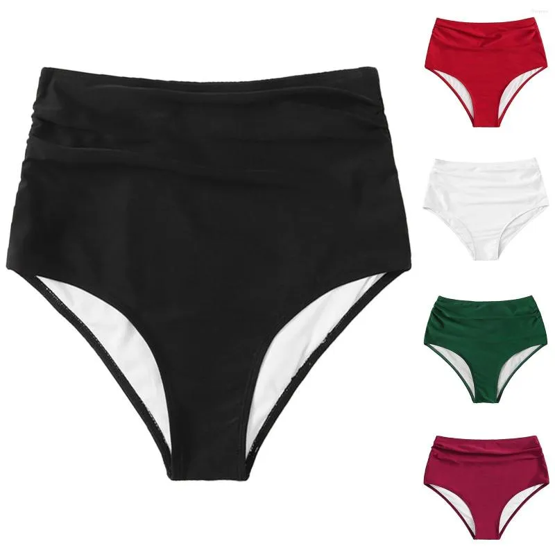 Costumi da bagno da donna Costume da bagno bikini da donna Tinta unita Vita alta Pieghettato Perizoma primaverile Lingerie da donna