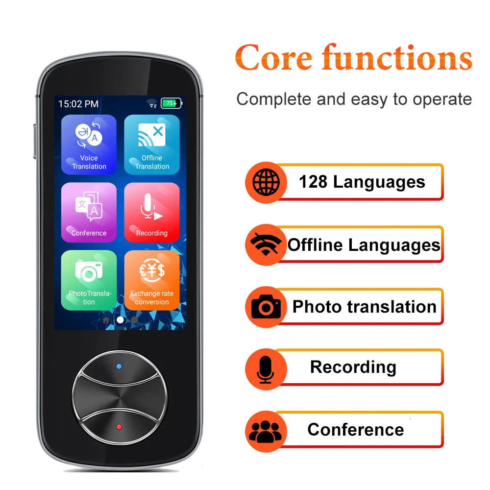 traduttore intelligente V10 Traduttore vocale offline Smart Portable 127 lingue Traduttore in tempo reale senza Internet Inter-Translation Machine 230518