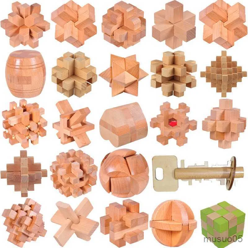 Intelligence toys IQ Brain Teaser Kong Ming Lock Lu Ban Lock Wooden Interlocking secret Puzzles Game Toy For Adults Kids