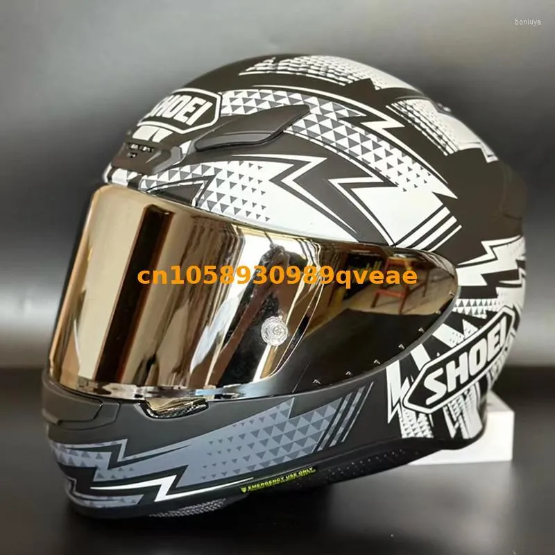 オートバイヘルメットShoei Z7 High StrengthAbs Full Face Helmet for Racing and Leisure Travel Protective White Lightnin