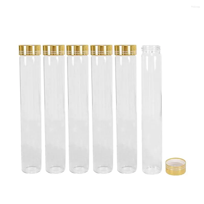 Bouteilles de stockage 12 pièces/lot 100 ml 30 180mm Long verre avec bouchons en aluminium doré 100CC bocaux flacons