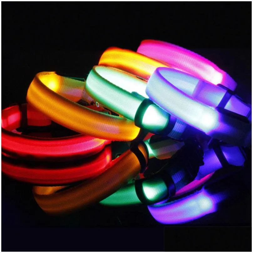 Dog Collars Leashes Led Nylon Pet Collar Recharge Light Flashing Glow In The Dark Antilost/ Car Accident Avoid Sxl Drop Delivery H Dhzdr