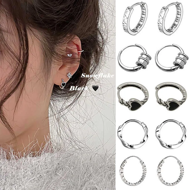 Stud 2022 New Simple Silver Plating Small Heart Hoop Earrings for Women Men Cartilage Ear Piercing Jewelry Pendientes Hombre Mujer Z0517