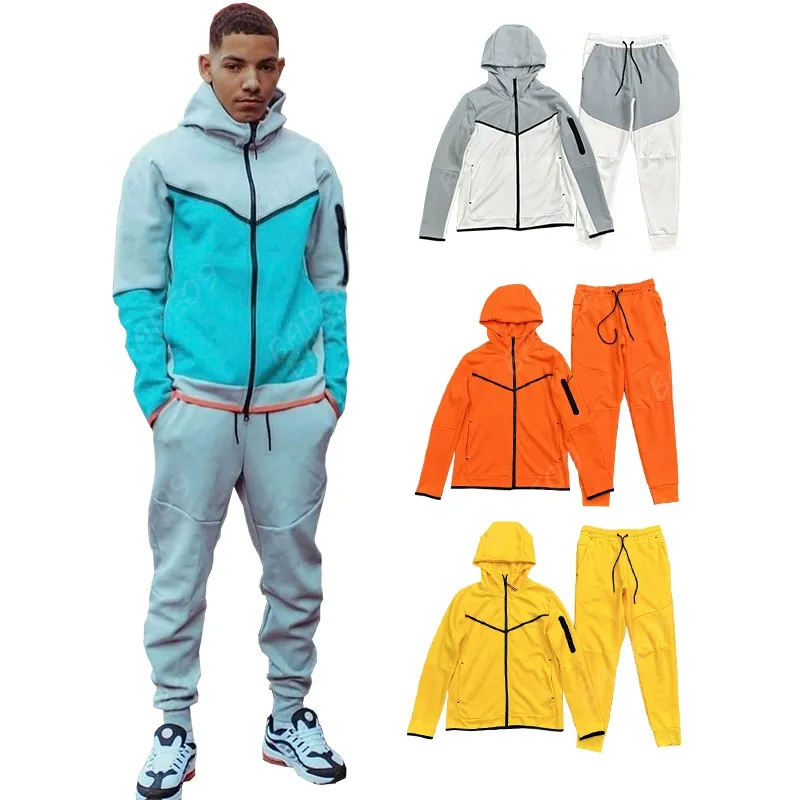 Tech Fleece Survêtements Designer Zipper Jacket Sweatpant 2 Piece Set Bas Joggers Survêtement Sweat À Capuche Hommes Femmes Noir Hoodies Costume