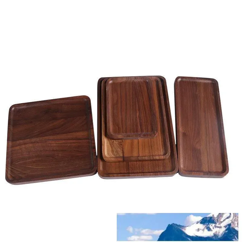 DHL Rectangle Black Walnut Plates Delicate Kitchen Wood Fruit Vegetable Bread Cake Dishes Multi Size Tea Food Snack Trays GG