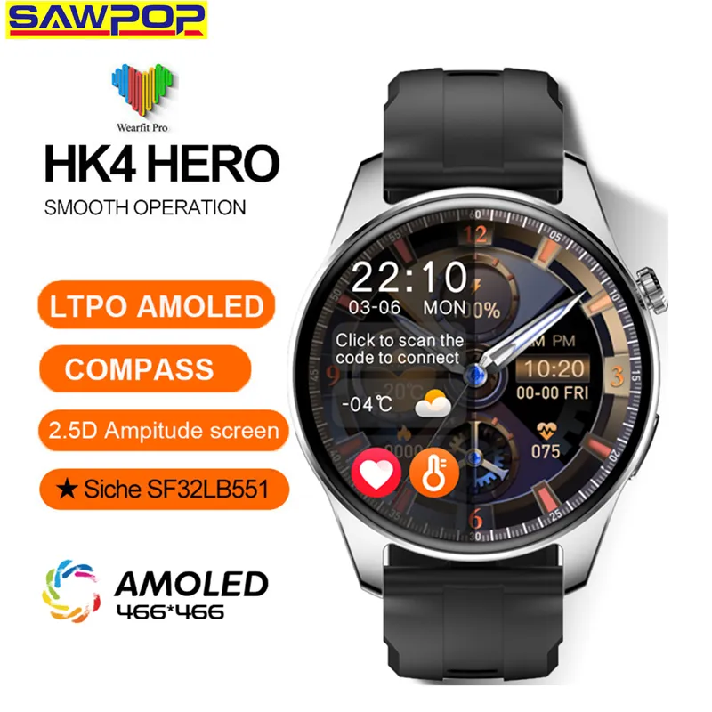 HK4 HERO 2023 LTPO AMOLED Screen NFC Smartwatch Ip68 With Smooth Touch,  530mAH Battery Ideal For Fitness And Sports Unisex Design PK HW66 From  Katherine0, $60.31