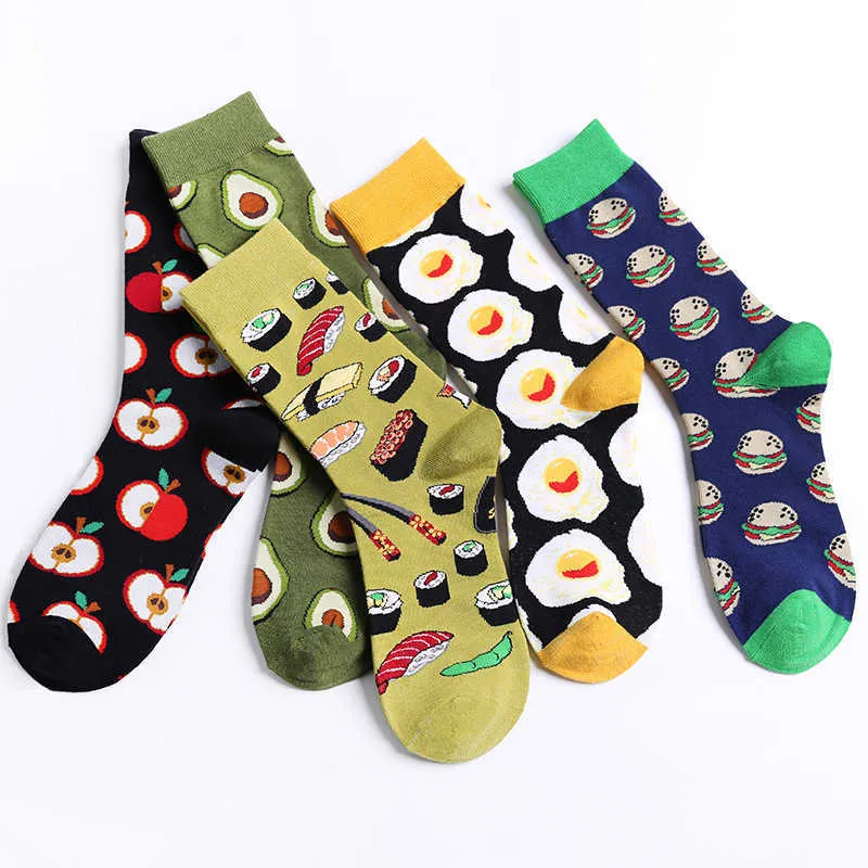 Calzini Calzetteria Calzini da skate giapponesi harajuku felici divertenti simpatici cartoni animati frutta banana avocado limone uovo biscotti cibo calzini femminili P230517