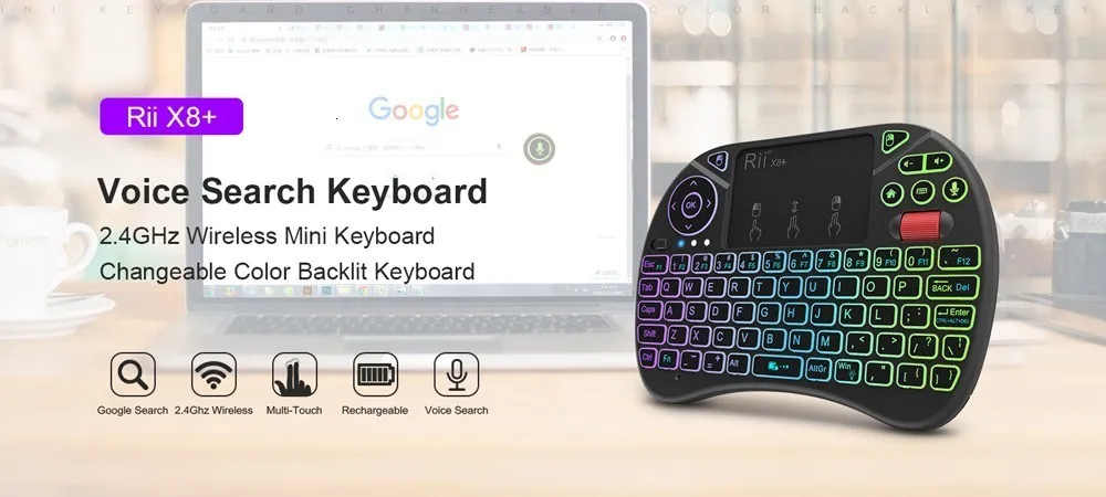 Teclados Rii X8 Mini Teclado Con Panel Tactil Para Android TV Box Smart TVPCIPAD Busqueda De Voz LED Retroiluminado Ruus Teclado Inalambrico 230518 De 31 72 DHgate