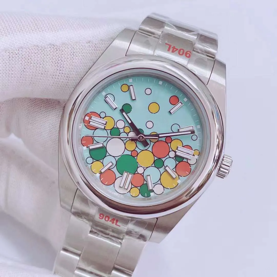 ST9-Stahluhr mit fester gewölbter Lünette, 36 mm, gelbes Zifferblatt, automatische mechanische R-Serie, brillante Herrenuhren, leuchtende Zeiger und Markierungen, Armbanduhren ohne Datum