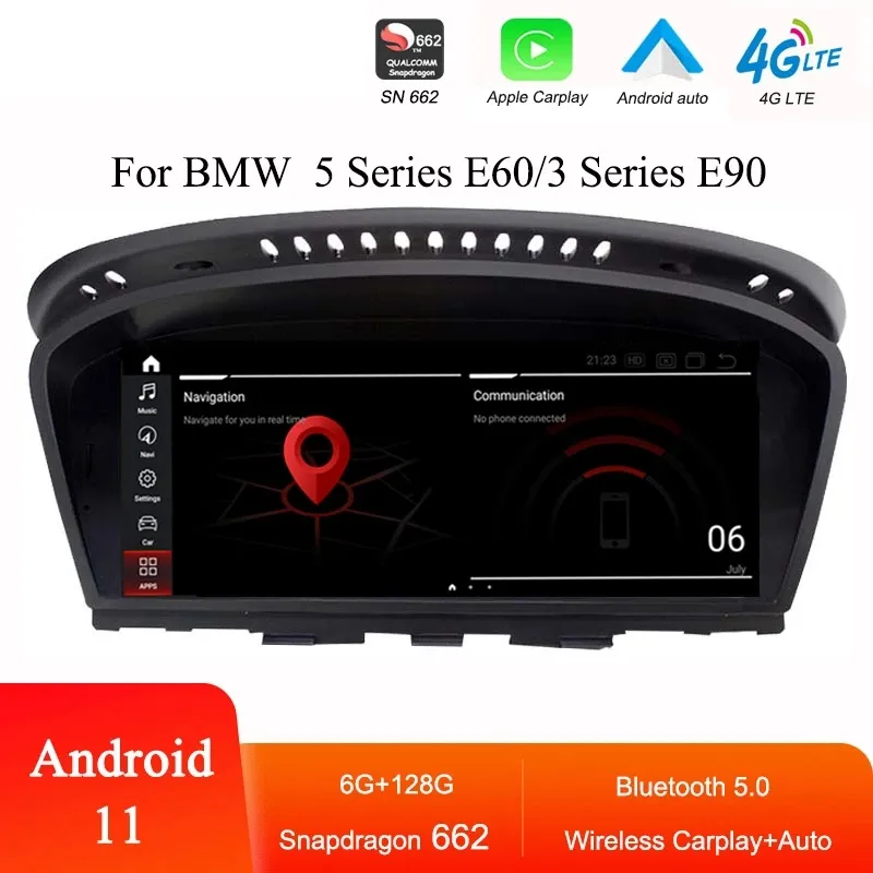 SN662 Android 11 System Car AndroidマルチメディアプレーヤーBMW E60 E90 Apple CarPlay GPS Navi Touch Screen Radio BT5.0