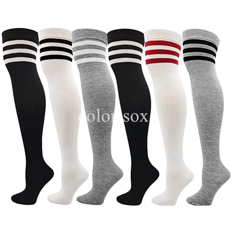 Sports Socks Unisex Compression Knee High Non-slip Football Long Tube Striped Soccer Stockings Running 230518