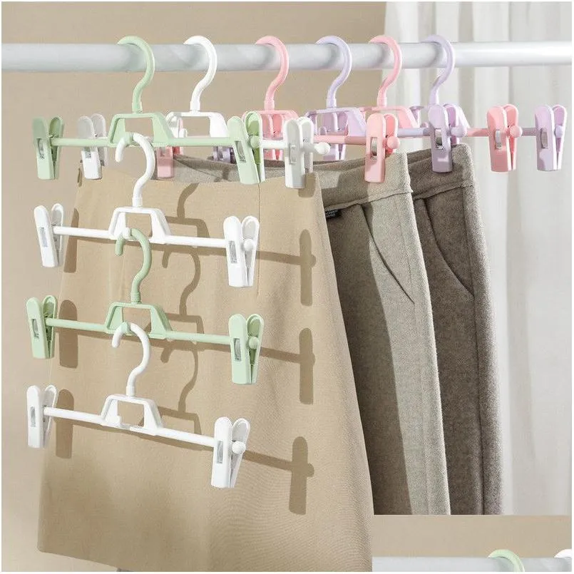 Altri prodotti per il bucato Molletta regolabile in plastica Pantaloni Rack Pinch Grip Asciugatura Gonna Peg Appendiabiti Risparmio di spazio Drop Delivery Hom Dhjdg