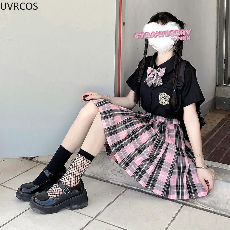 A line pink plaid skirt sale