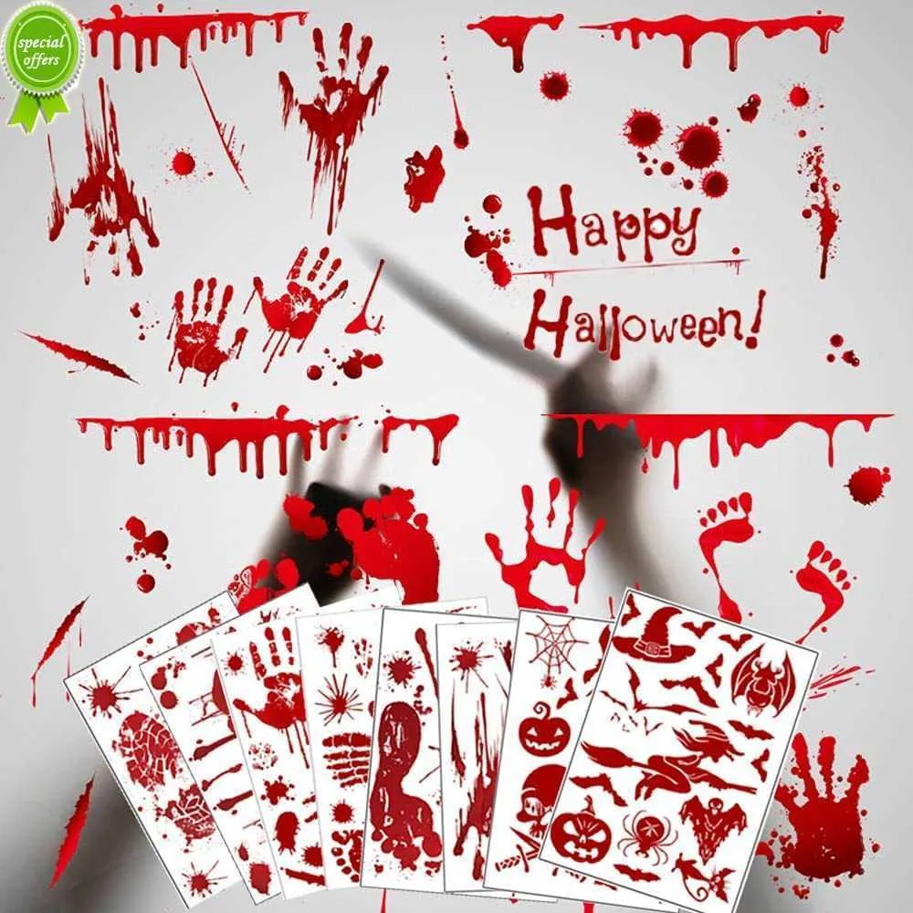 horror blut handabdruckaufkleber für halloween dekor abnehmbare