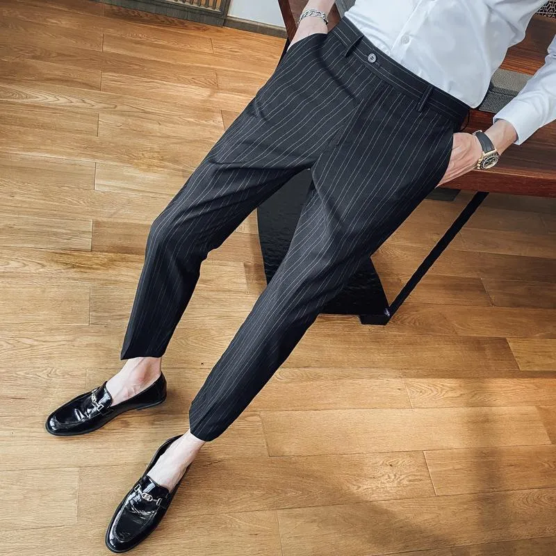 Abiti da uomo Blazer Pantaloni da abito a righe di alta qualità Pantaloni da uomo d'affari slim fit casual Pantaloni da sposo per matrimoni da ufficio Cos