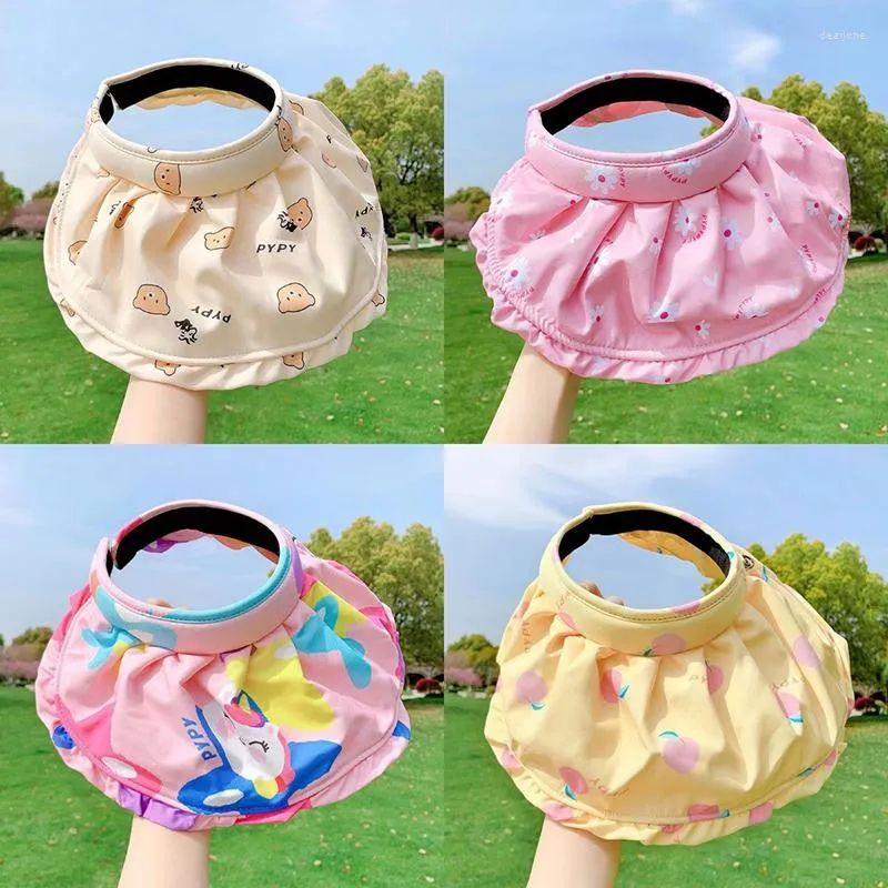 Cappelli Bambini Visiera parasole Berretto per ragazze Estate Bambini Colore sfumato Conchiglie Coda di cavallo Cappello a cilindro vuoto Neonati Cappellini da spiaggia