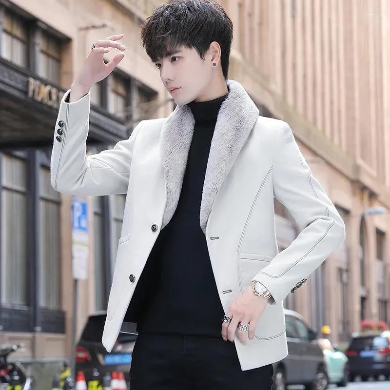 Mens Wool Short Woolen Coats For Mens Winter Clothes Green Bomber