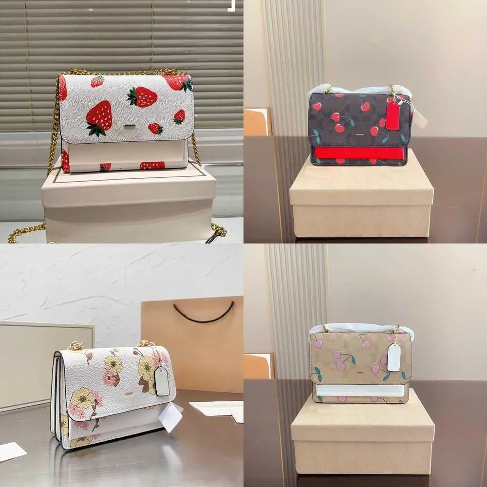 Leather Shoulder Bag C Print Candy Designer Bag Cute Strawberry Cherry Crossbody Bags Women Trend Flower Beach Purse Handbags Chain Messenger Bag Wallet 220423