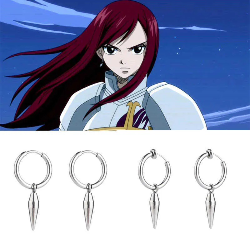 Stud Fairy Tail Erza Stud Earrings Men Women Hoge kwaliteit oorbellen Cartoon Anime Ally Alterop Oorclip Ear studs Cosplay Geschenken Z0517