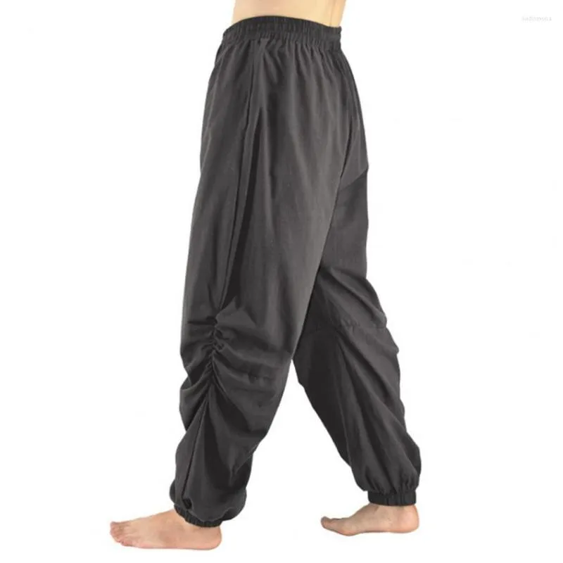Spodnie męskie spodnie super miękki elastyczne talia luźna, absorbingowa bawełniana lniana mężczyźni workowate ołówek swobodne spodnie