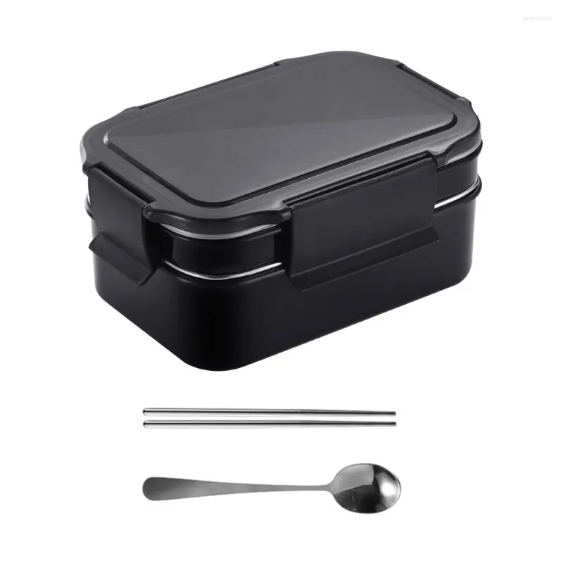 Ensembles de vaisselle Boîte à sandwich Enfants Bento Repas Préparation Conteneurs Japonais Sushi Baguettes Cuillère Ensemble Enfant Snack Conteneur Boîte À Lunch En Métal