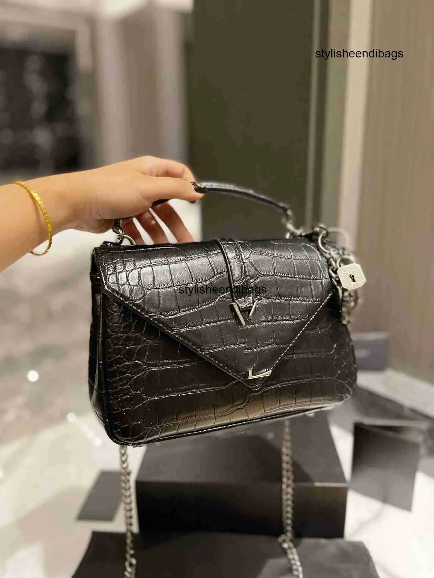 stylisheendibags Totes Luxury tote purses Brand handbag message bags Shoulder bag Genuine Leather Cluth Crossbody 5A Quality 24CM Cattlehide Silver Chain Flap Bag