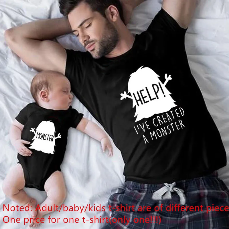 Newborn Family Matching Outfits: Daddy And Me T Shirt And Little