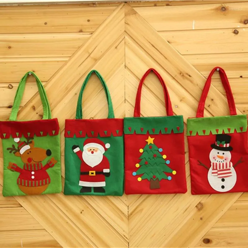 Julekorationer 4st/parti 42 21 cm högkvalitativ god träddekoration Xmas Santa Claus Kids Candy Bag Home Party Decor gåva till barn
