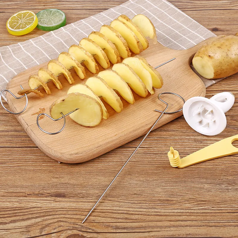 Барбекю инструменты аксессуары кухонные аксессуары кухня gadgepotato барбекю шампуры для кемпинга для изготовления чипсов изготовления картофельной спирали