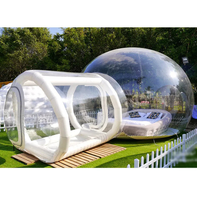 Tentes gonflables circulaires de maison de bulle pour le camping tente de plage parc d'attractions transparent étang de flotteur portatif journée des enfants grande tente avec des ballons ba03 F23