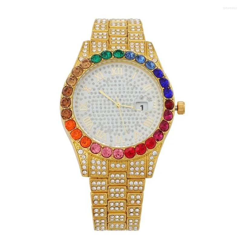 腕時計の豪華なクォーツの女性時計カレンダーウォッチダイヤモンドレディースビッグダイヤルクロックレロギオフェミニノマスキュリノ