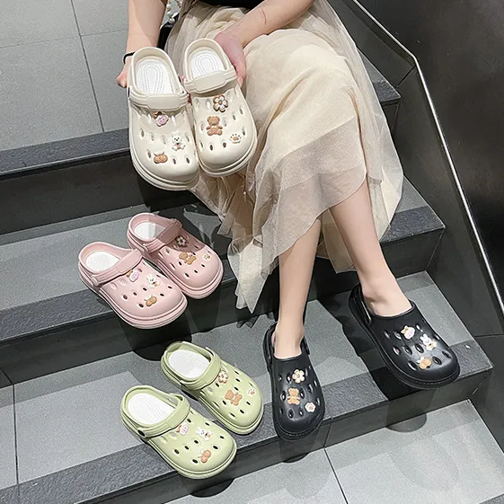 Sandals summer hole shoes women's platform non-slip comfortable nurse sandals outdoor bag head step feeling slippers HA6332-3-10