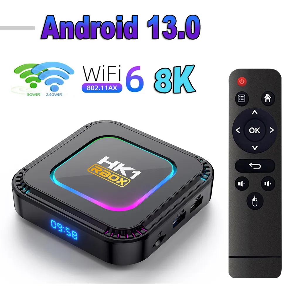 HK1 RBOX K8 안드로이드 13 TV 박스 RK3528 64GB 32GB 16GB 2.4G 5G WIFI 6 BT 5.0 8K Vedio 디코딩 미디어 플레이어 셋톱 수신기