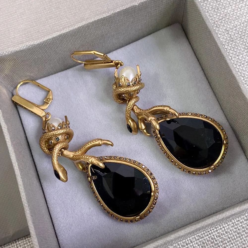Knot 2022 Märke lyxig vintage guldfärg orm hängande örhängen mode dekadent estetik goth smycken för kvinnor tillbehör