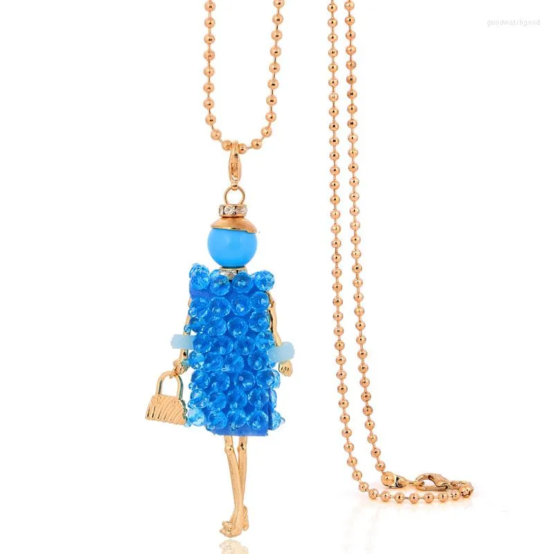 Collane con ciondolo Collana di moda per donna Boemia di cristallo con gioielli lunghi a catena di strass