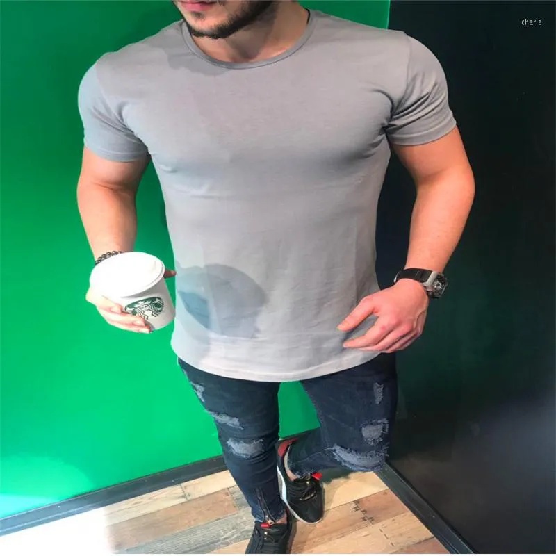 Men's T Shirts 2023 Casual T-shirts Solid Color Short Sleeve Shirt Mens Summer Round Neck Loose Boy Skate Tops