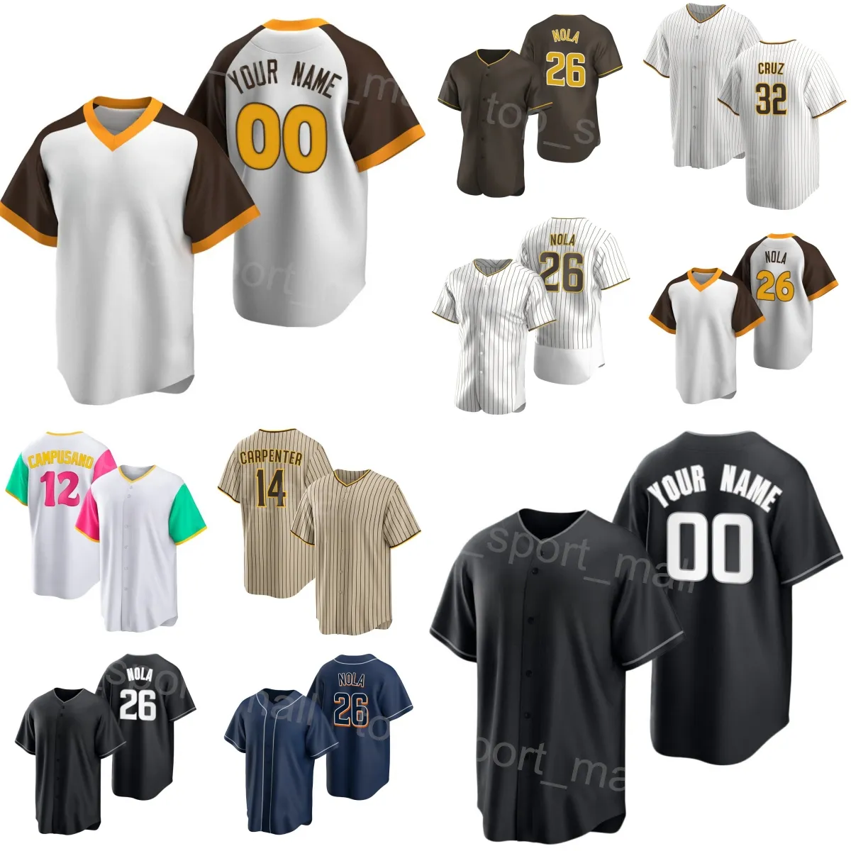 Men Youth Padres Baseball 2024 Jersey for Austin Nola Nelson Cruz Matt Carpenter Jose Azocar Rougned Odor Luis Campusano Yu Darvish Joe