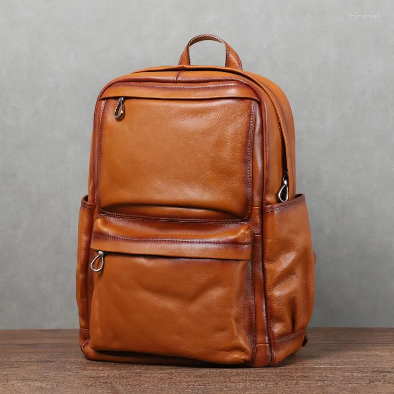 Rucksack AETOO Retro Herren Rindsleder Baum Paste Haut Tasche große Kapazität 15,6 "Computer Reise echt