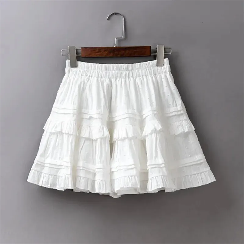 Rokken dames hoge taille half rok zomer dames a-line geplooide cake rok vrouwelijke mini paraplu rokken zwart wit 230518