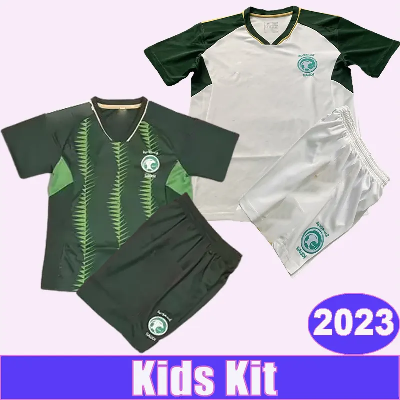 2023 Arabia Saudita SALMAN FAHAD Kit para niños Camisetas de fútbol Equipo nacional de Arabia AL-SHEHRI KANNO Local Visitante Traje de niño Camiseta de fútbol Uniformes de manga corta